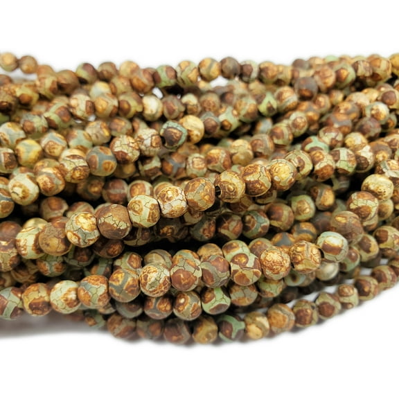 6mm Antiqued Soccer Blue Line Brown Matte Agate Beads Genuine Gemstone Natural Jewelry Making