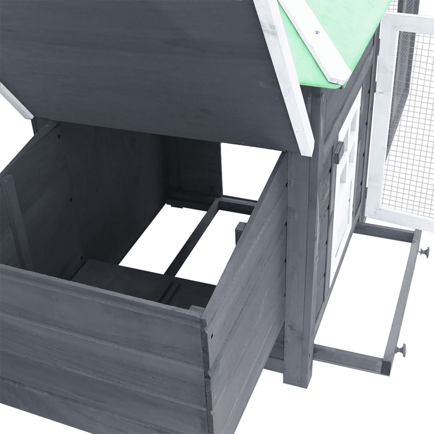 Pefilos 74.8" Wood Outdoor Rabbit Hutch Large Solid Firwood Hen House with Nest Box Pet Cages for Small Animals, Gray Pefilos 74.8" Wood Outdoor Rabbit Hutch Large Solid Firwood Hen House with Nest Box Pet Cages for Small Animals, Gray