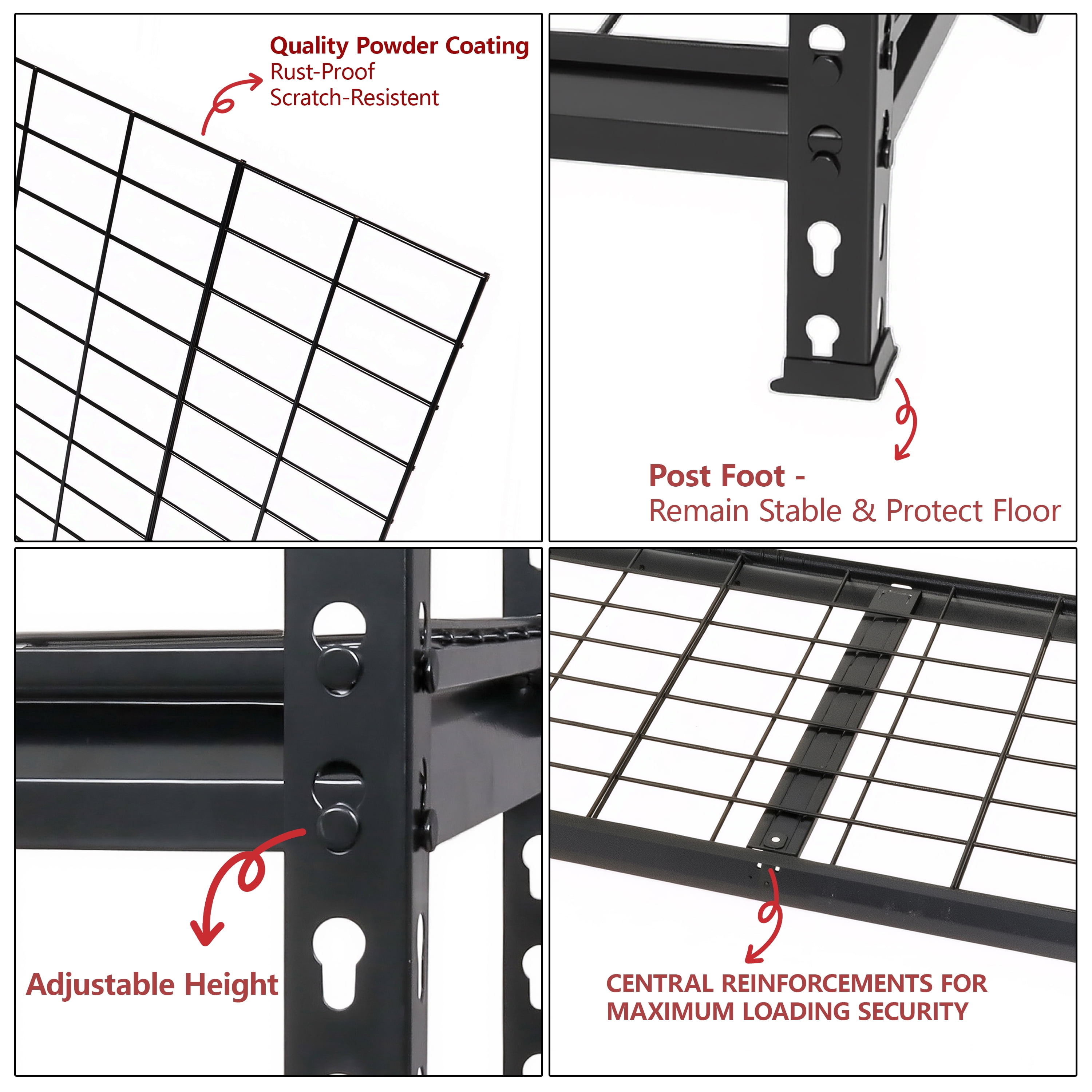 5-Tier Storage Shelves, Heavy-Duty Garage Shelving, Adjustable Shelving Unit, Steel Shelf, Boltless Assembly, for Garage, Shed, 2,250 lb Load, 36"W x 18"D x 72"H, Black
