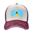 thumbnail image 2 of Flag Of Saint Lucia Baseball Cap Distressed Adjustable Vintage Cotton Denim Hat for Women Men, 2 of 7