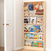 Sweet Time Behind Door Bookshelf, 5-Tier Wooden Kids Bookcases with Hooks, Behind The Door Storage Organizer Space-Saving Wall Mount Narrow Book Shelf