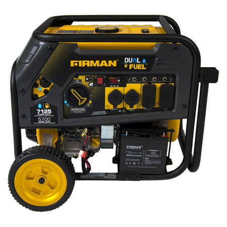 FIRMAN 4550/3650 Watt Recoil Start Gas or Propane Dual Fuel Portable Generator CARB and cETL Certified With Wheel