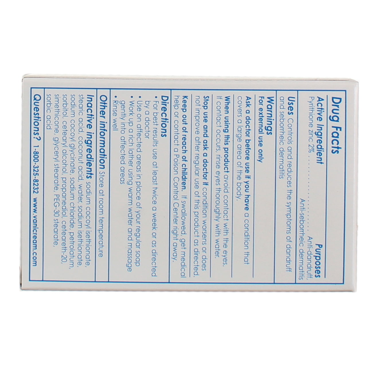 Vanicream Z-Bar Seborrheic Dermatitis & Anti-dandruff 2 % Pyrithione Zinc Medicated Cleansing Bar, 3.53 oz