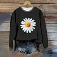 thumbnail image 6 of UTSJKR Color Block Sweatshirts for Women Daisy Printed Loose Crewneck Pullovers Long Sleeve Cute Graphic Tees Casual Tunic Blouse Black M, 6 of 7