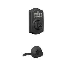 Schlage Camelot Keypad with Accent Lever Handle Combination in Matte Black Rated AAA