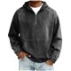 thumbnail image 2 of Ceisia Men's Loose Fit Washed Distressed Denim Half-Zip Hooded Pullover Sweatshirt Gifts, 2 of 7
