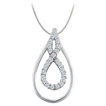 0.25%20Carat%20Double%20Teardrop%20Pendant%20with%20Cubic%20Zirconia%2014K%20White%20Gold%20with%20White%20Gold%20Chain
