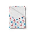 thumbnail image 2 of Tropical Soft Flannel Fleece Throw Blanket, Pink Flamingo Birds and Blue Palm Trees Pattern Exotic Hawaiian Nature, Cozy Plush for Indoor and Outdoor Use, 50" x 70", Pink Blue and White, by Ambesonne, 2 of 5