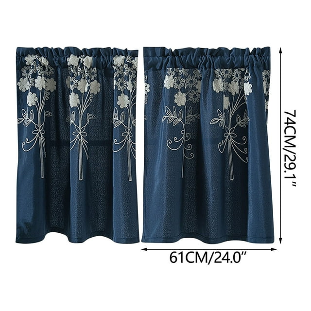 Curtains Foreign Trade Short Curtains Polyester Embroidered Curtains Short Curtain Rod