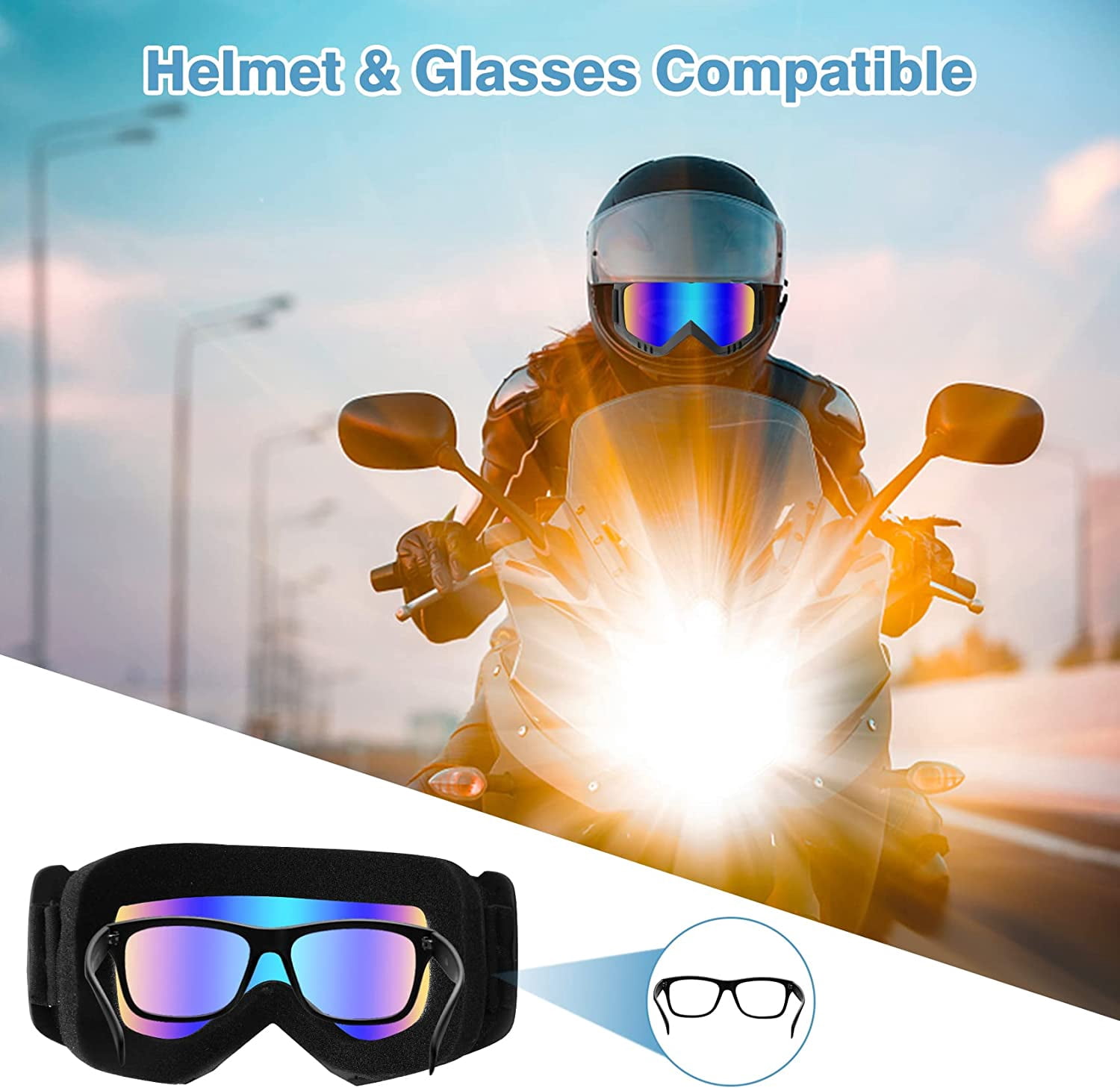 Totf Clear Vison Windproof & Snug Fit Motorcycle Googles for motorcycling