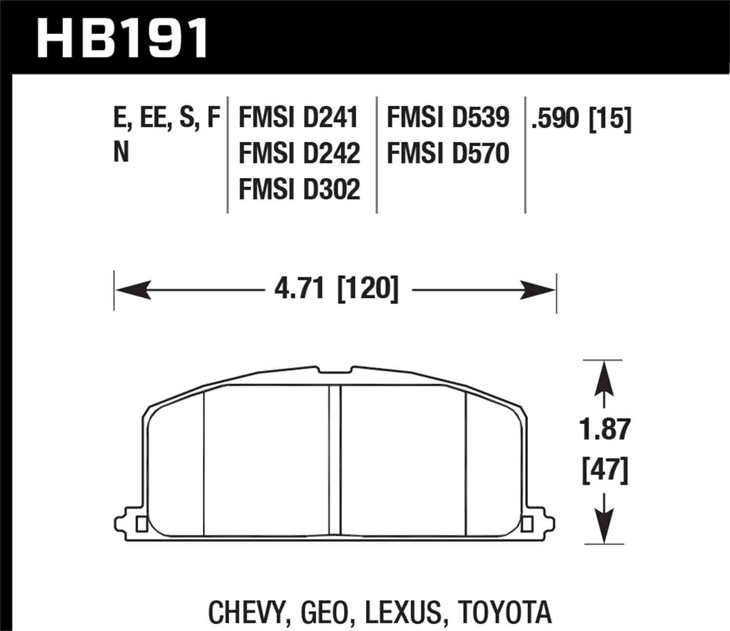 Hawk Performance HB191E.590 Blue 9012 Disc Brake Pad
