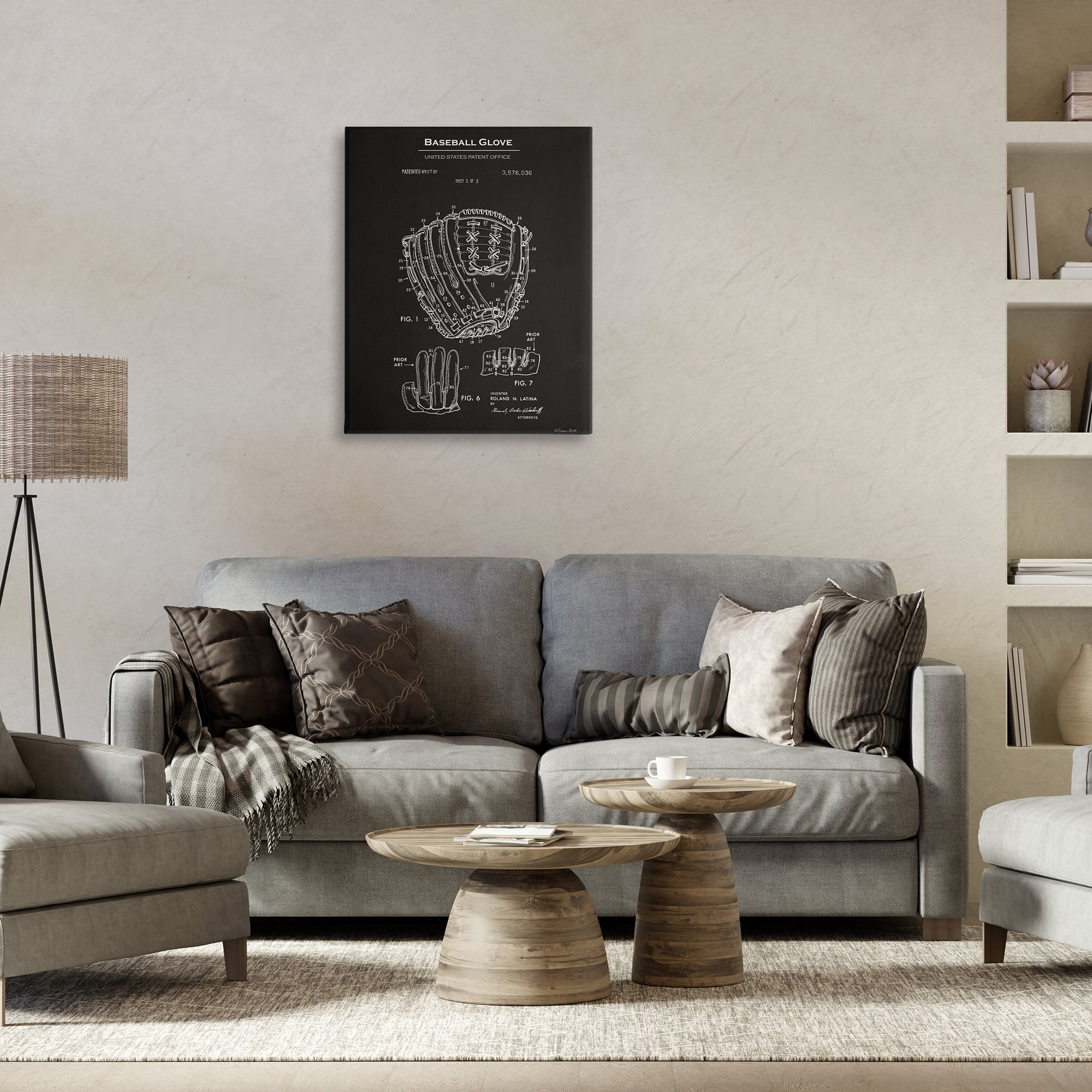 Stupell Industries Baseball Glove Blueprint Sports Painting Gallery Wrapped Canvas Art Print Wall Art, 24 x 30