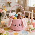 thumbnail image 5 of Beautynvta Easter Bunny Basket, Cute Bunny Woven Basket with Handle, Easter Gifts Basket Egg Hunt Baskets, Holiday Decorative Storage Basket, 5 of 7