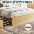 thumbnail image 4 of Rattan Queen Bed Frame– Platform Bed Frame with Rattan Headboard & LED Lights, Under Bed Storage, Wooden Legs Support, Noise-Free, No Box Spring Needed, 4 of 9