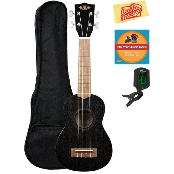 Kala KA-15S-BLK Satin Mahogany Soprano Ukulele - Black w/ Gig Bag