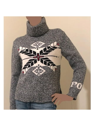 Ralph Lauren Women's Colorblock Ribbed Turtleneck Sweater Gray Size Medium  