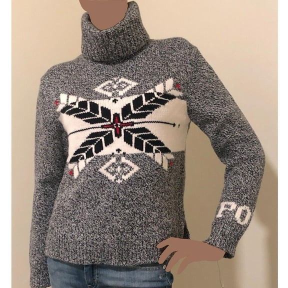 Polo Ralph Lauren Womens Nordic Turtleneck Snowflake Sweater Size SMALL NWT $248