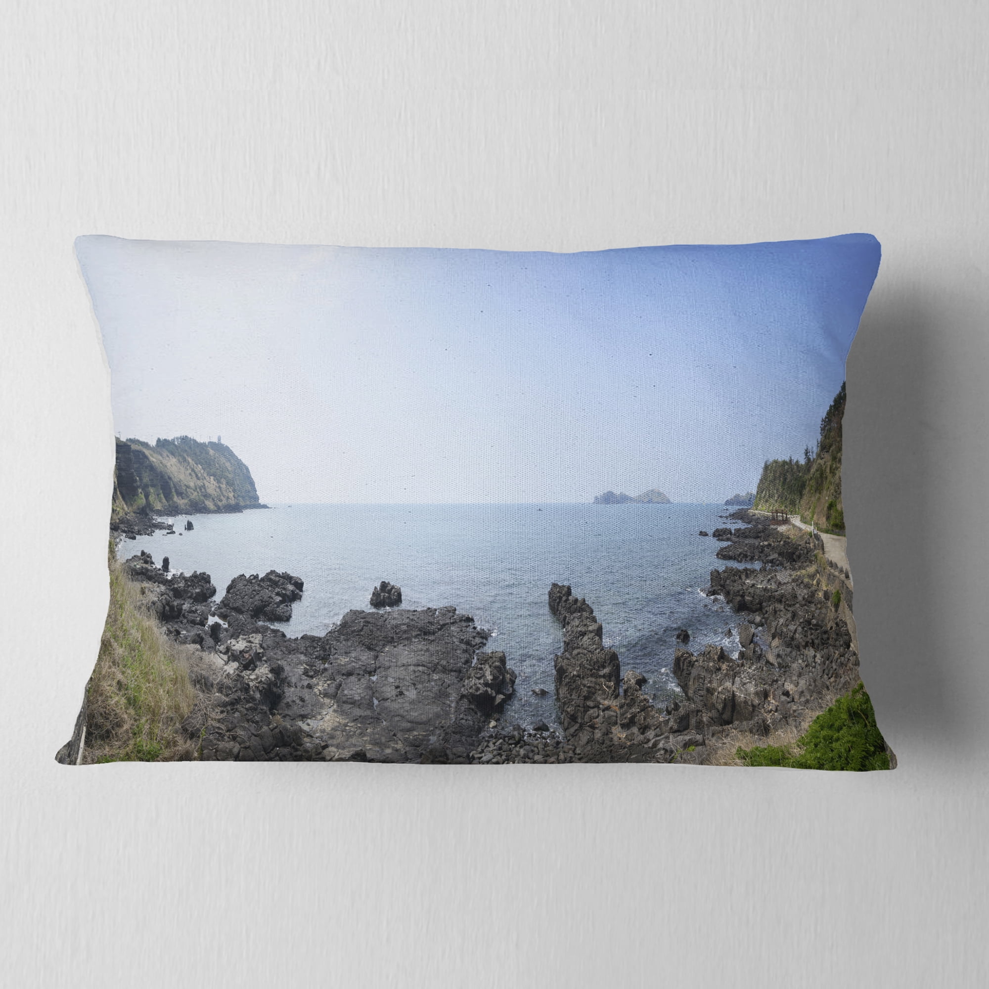 Designart Landscape of Olle Walking Path - Oversized Beach Throw Pillow - 12x20