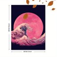 thumbnail image 3 of Pink Wave Moon Ukiyoe Canvas Wall Art，Minimalist Decor for Living Room Bedroom Dining Room Office Spa Hotel, 3 of 8