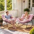 thumbnail image 2 of Dovov Outdoor Rocking Chairs Set of 2, Oversized Papasan Rocking Chairs with Cushion, Outdoor Oversized Rocker Recliner for Porch Patio Garden Backyard Lawn Deck Balcony Living Room Bedroom, Pink, 2 of 9