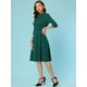 thumbnail image 5 of Vestidos de tubo para mujer de manga 3/4 con cuello alto elegante vestido de línea A de negocios Verde oscuro S, 5 of 6