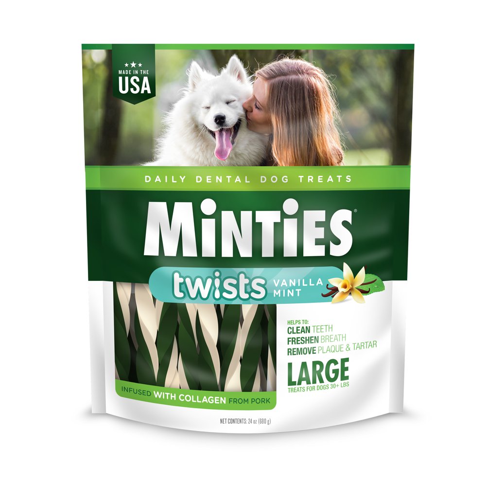 VetIQ Minties Twists Dog Dental Bone Chews for Medium/Large Dogs Over