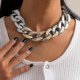 thumbnail image 1 of Punk Cuban Link Chain Choker Necklace Gold Lightweight Chunky Oval Chain Link Necklace Statement Hip Hop Jewelry, 1 of 5
