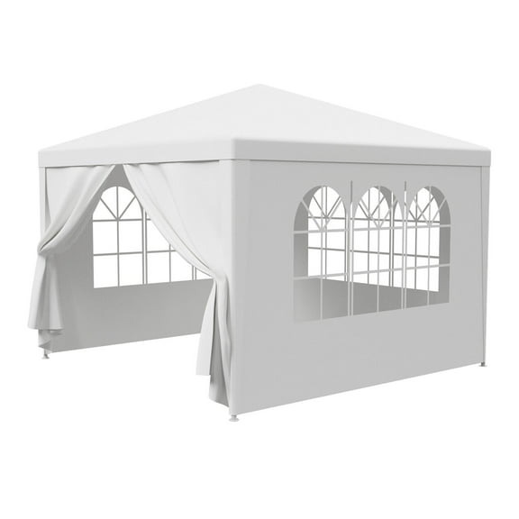 PetFurnishn Outdoor Wedding Tent Party Canopy Patio Gazebo Removable Walls White, 10 x 10 Ft
