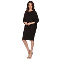 thumbnail image 2 of Moa Collection Women's Casual Solid Loose Fit Long Sleeve Dolman Style Midi Dress, 2 of 4