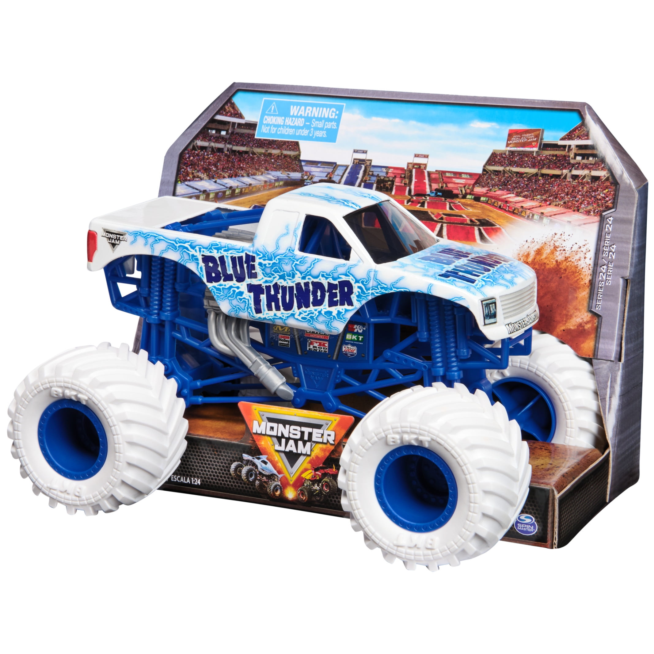Monster Jam, Official Blue Thunder Monster Truck, Collector Die-Cast Vehicle, 1:24 Scale, Kids Toys for Boys and Girls Ages 3 and up
