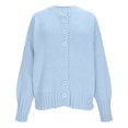 thumbnail image 1 of Womens Cardigan Sweaters Women's Solid Color Long-Sleeved Button-Knit Cardigan Sweater Coat, 1 of 4
