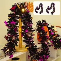 kladzum Halloween Garland Halloween Tinsels Garland Glittering Twists Metallic Hanging Garland Lights String Battery Operated Halloween Decorations