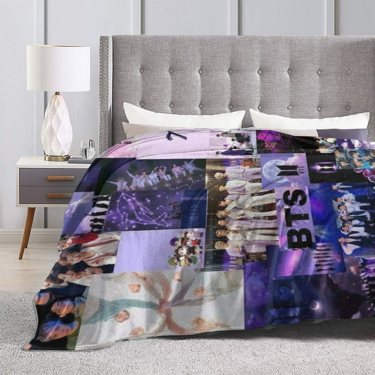 Kpop BTS Blanket, Super Soft Throw Blanket for Bed Couch Sofa