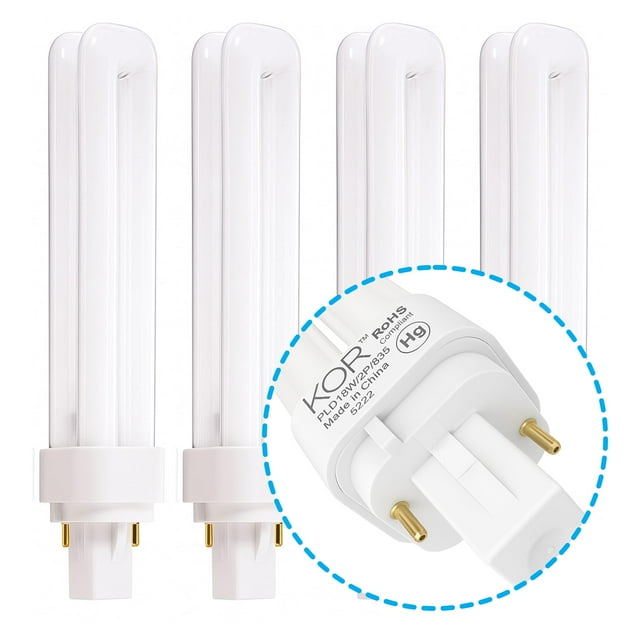 Bombilla KOR PL18W/2U/2P/841 de 18W Luz Blanca Fría 4100K Paquete de 4