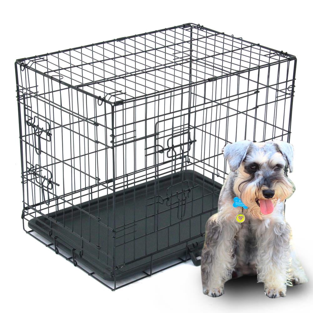 Ubesgoo 24 Dog Crate Kennel Folding Metal Pet Cage 2 Door Divider Tray