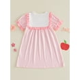 thumbnail image 6 of Toddler Little Girl Back to School Outfit First Day of School Pre Kindergarten Plaid Smocked Short Sleeve Dress Summer Clothes 2-7T, 6 of 9