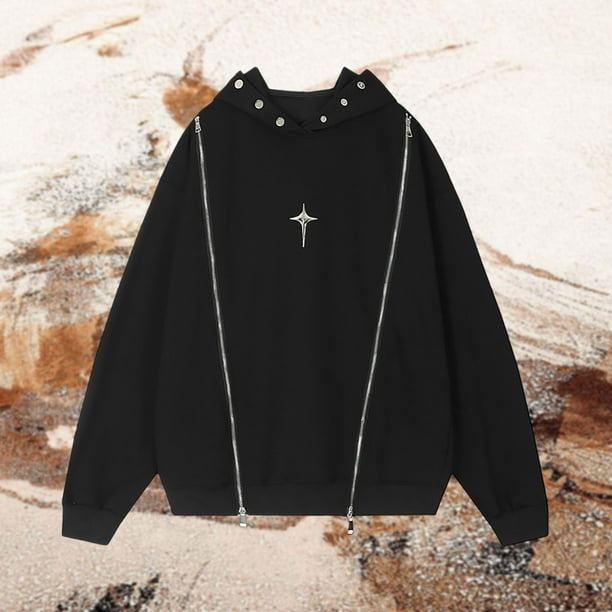 WILLBEST Sudaderas En Pareja Sudadera con Capucha y Diseño De Doble Cremallera De Color Liso para Hombre XXGrande