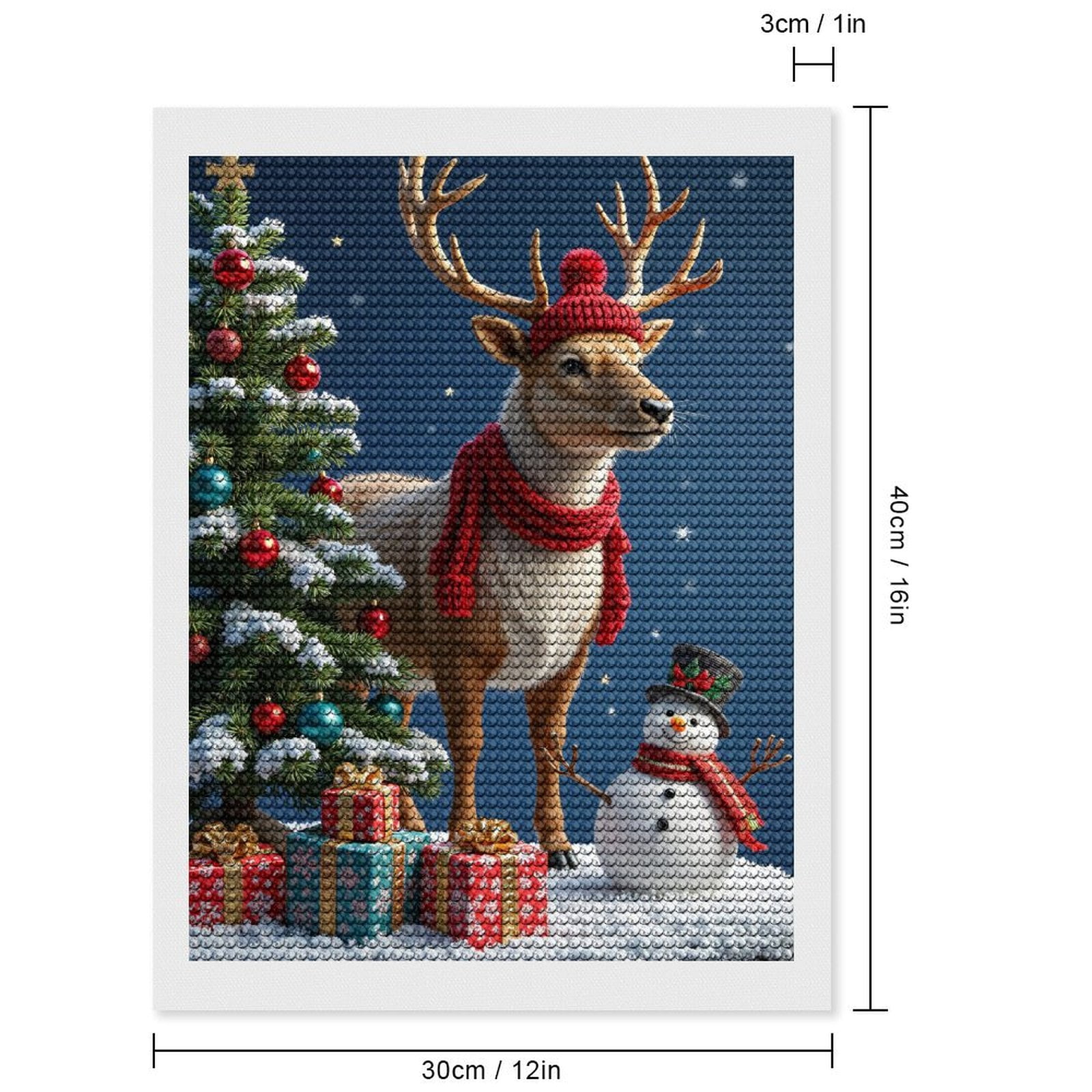 Diamond Art Kits for Adults, Reindeer Snowman Christmas Tree Scene 5D Diamond Painting Kits for Adults Beginners, DIY Full Drill Diamond Painting, Gem Art and Crafts 12x16