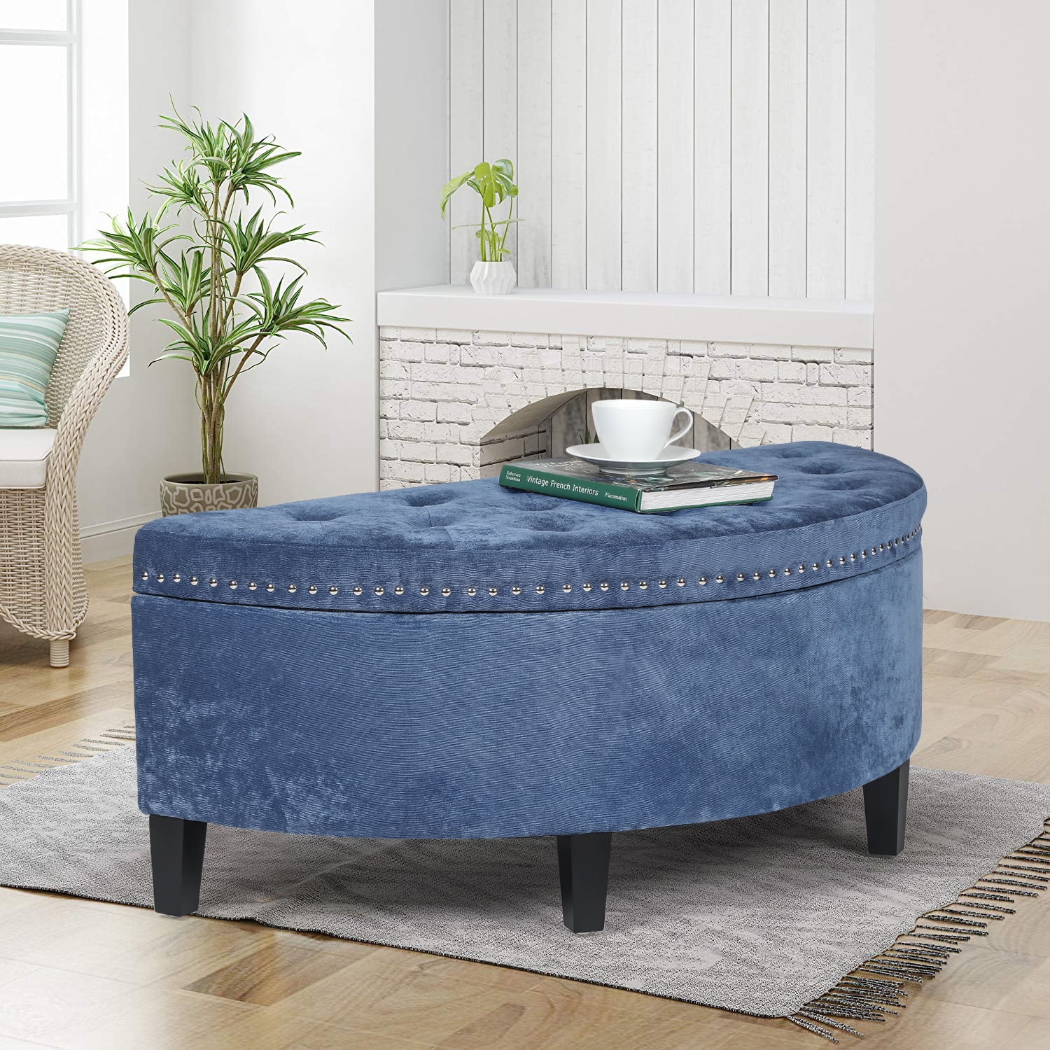Joveco Tufted Lift Top Storage Ottoman, Leather Storage Ottoman Bench Tufted Footrest Lift Top