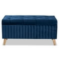 thumbnail image 3 of Baxton Studio Hanley Modern and Contemporary Navy Blue Velvet Fabric Upholstered and Walnut Brown Finished Wood Storage, 3 of 5