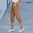thumbnail image 7 of Womens Sweat Pants Women Solid Color Pentagonal Pants With Elastic Waist Casual Work Clothes Belt Pockets Gold XXL, 7 of 7