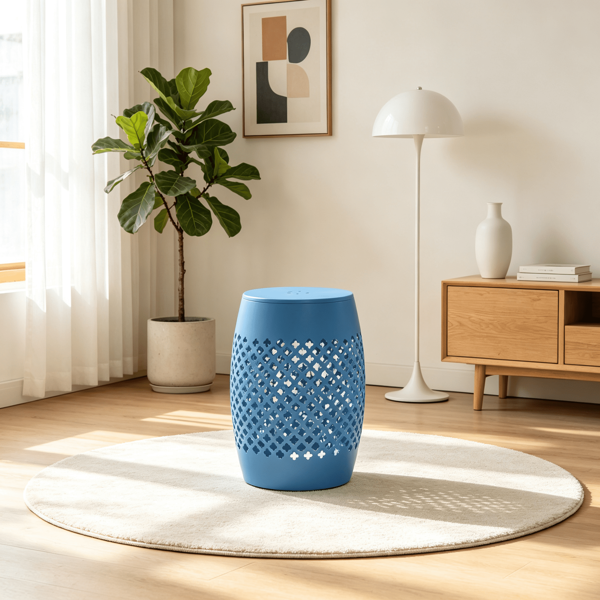 AC Pacific Powder Coated Iron Outdoor Blue Side Table