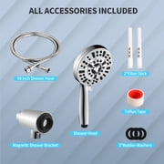 PHANCIR Magnetic Handheld Showerhead with 10 Spray Modes, 5 Large Anti-Clog Shower Head, Hard Water Softener Filter, 59 Hose & High Pressure for Bathroom