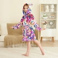 thumbnail image 4 of FORMRS Niños Bathrobe Unisex Hooded Robe Soft Plush Pajamas Sleepwear, Size 4-6T, Purple Colorful Circles, 4 of 7