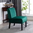 thumbnail image 2 of Reese Green Velvet Accent Chairs (Set of 2) - Mid-Century Modern Design, Wood Legs, Living Room/Bedroom. Comfortable &amp; Stylish. 29.5"x20.8"x34.8", 2 of 6