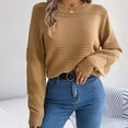 thumbnail image 5 of FAKKDUK Pullover Sweater for Women, Women's Long Sleeve Crew Neck Solid Sweater Ribbed Knit Pullover Jumper Tops Womens Crewneck Sweaters Knit Chunky Warm Sweater Tops, L&Khaki, 5 of 8