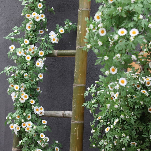 Guirnalda artificial de margarita de ratán - enredadera flor sintética verde de 68,9 pulgadas con 66 flores para decorar las paredes, planta colgante de interior para salón y dormitorio