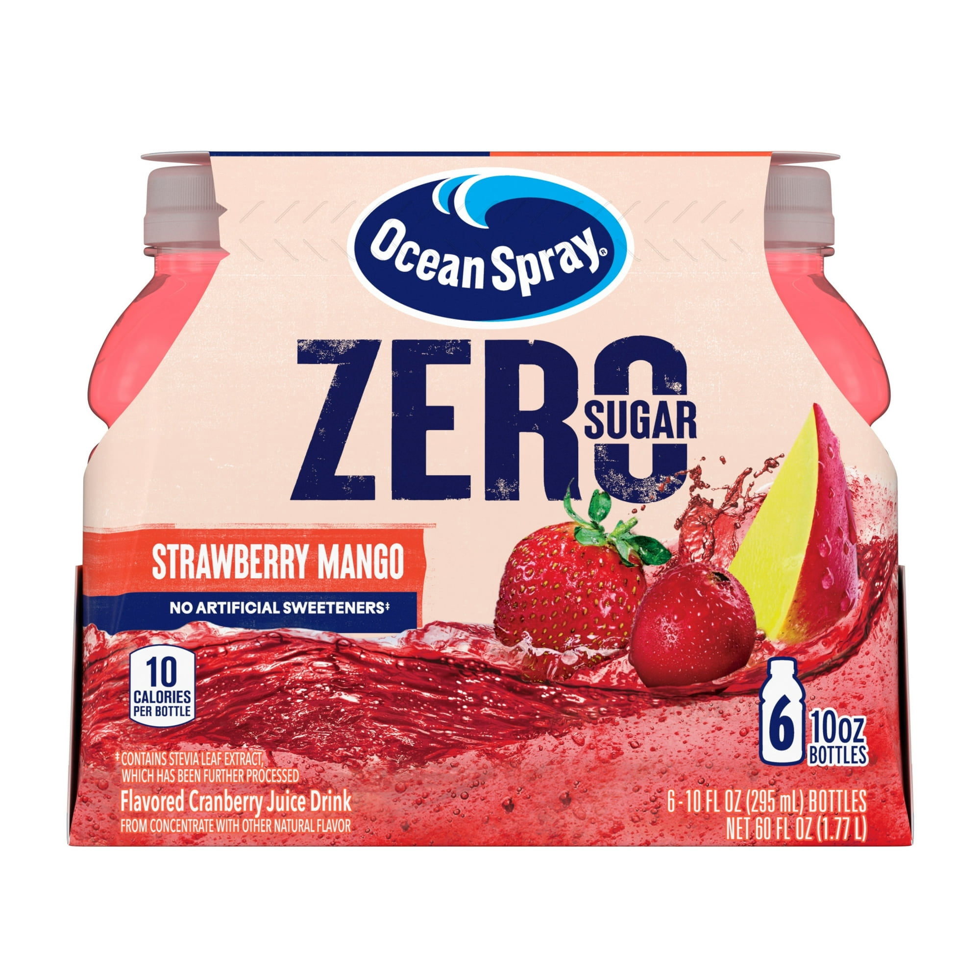 Ocean Spray® Zero Sugar Strawberry Mango, 10 Fl Oz Bottle, 6 count - 3 Multipack