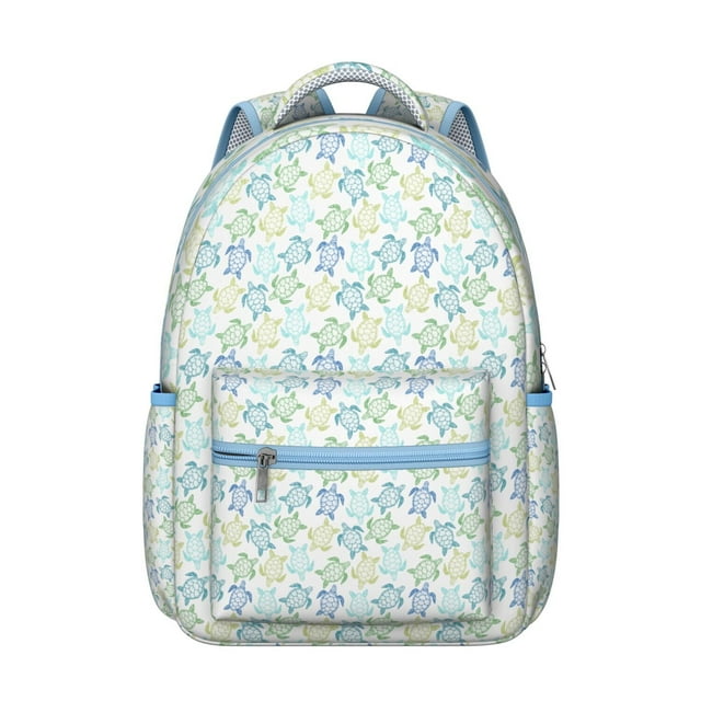 Marine Life Turtle Backpack for Student Waterproof Scratch-Resistant Composite Oxford Cloth with Tropical Ocean Print, Adjustable Straps, Breathable Padding for School and Travel