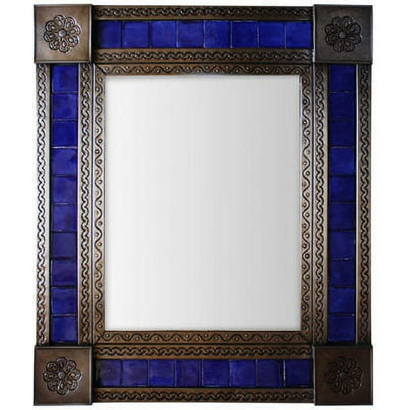 Medium Brown Cobalt Tile Mexican Mirror